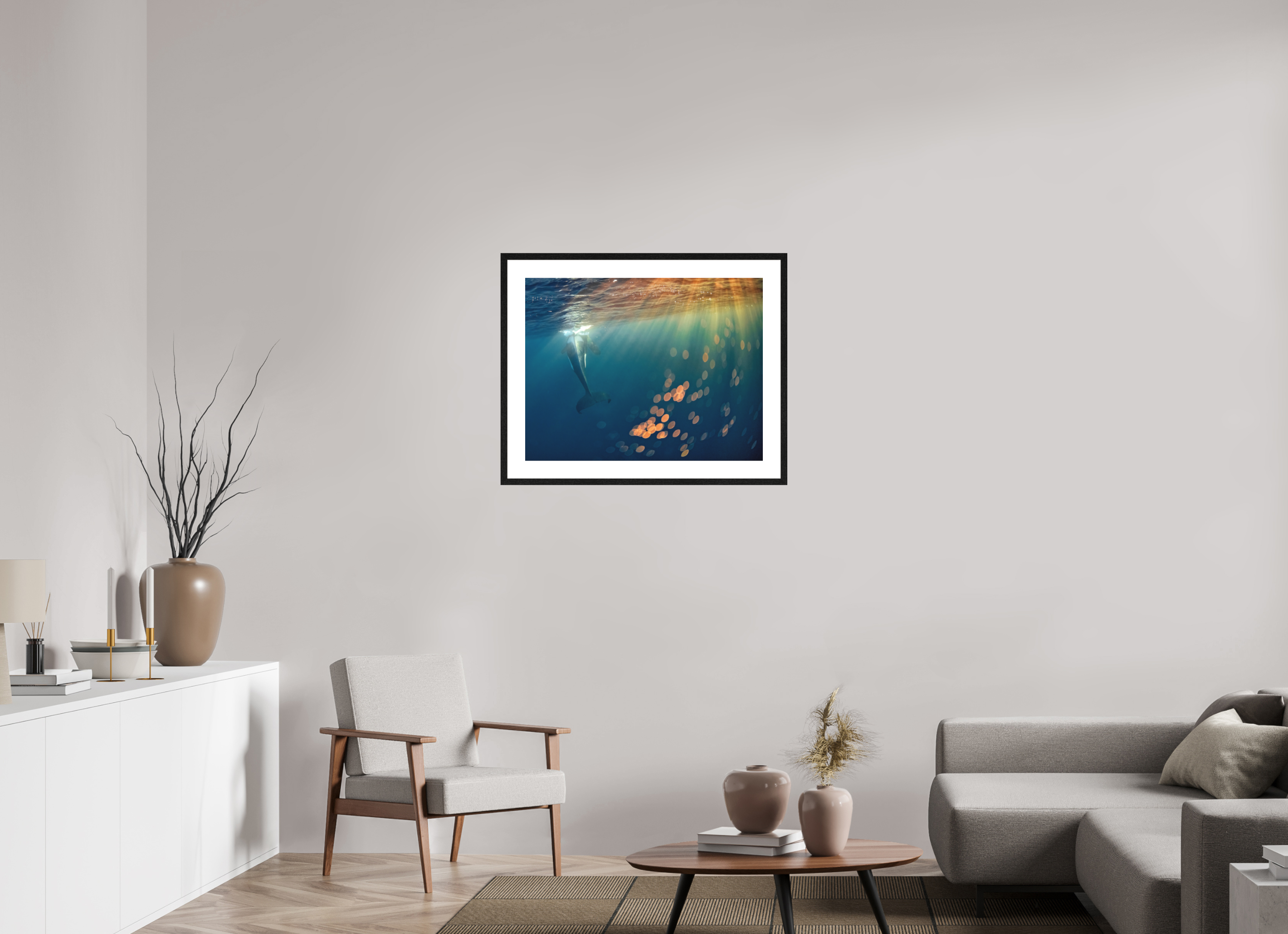 77.6 x 60 cm, Framed Fine Art Print Bokeh Orca