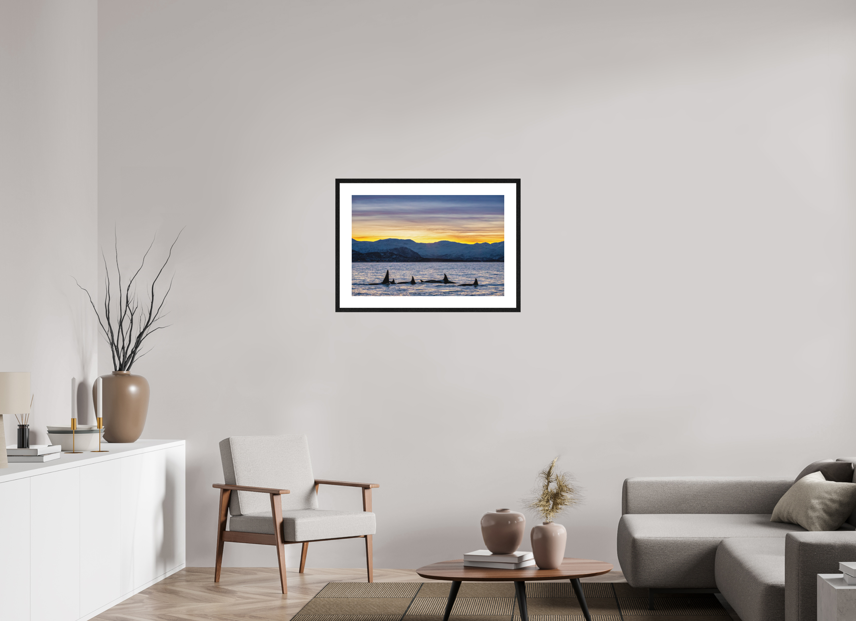 75 x 50 cm, Framed Fine Art Print Herring Chasers