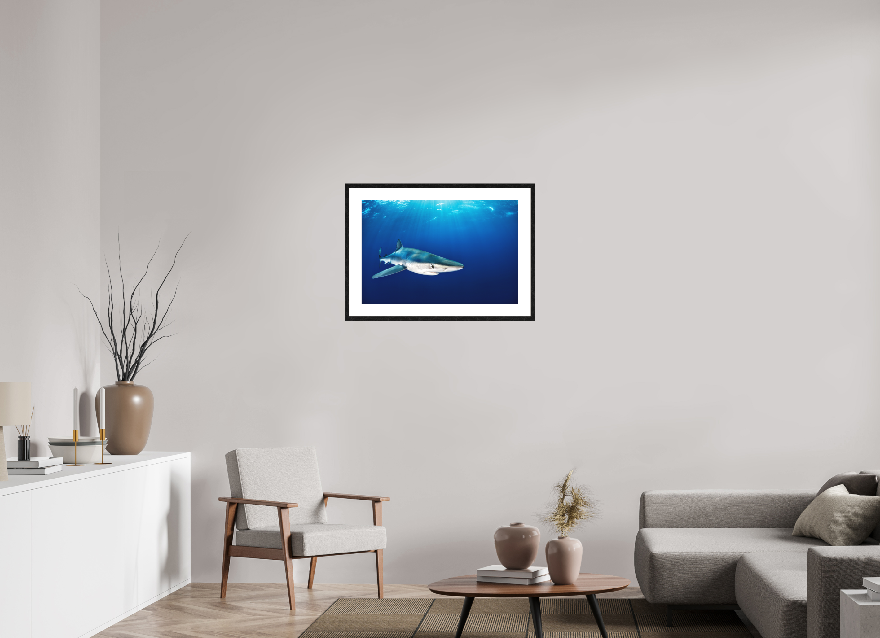 75 x 50 cm, Framed Print Azorean Blues