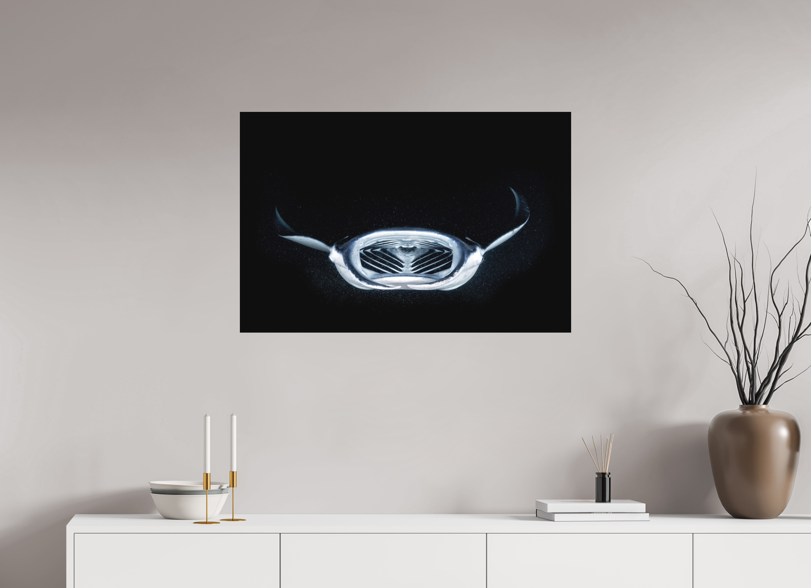90 x 60 cm, Alu-Dibond Night Manta