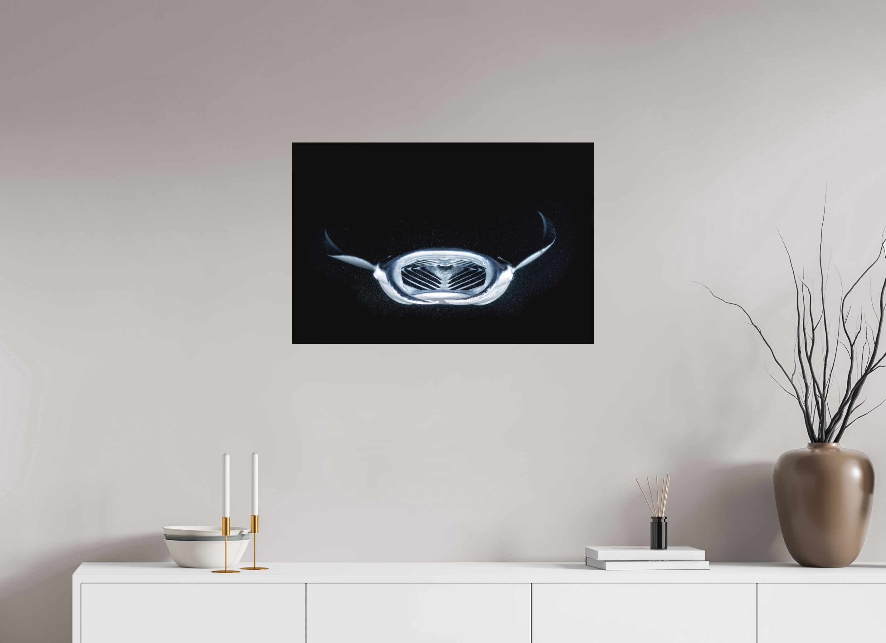 75 x 50 cm, Fine Art Print on Alu-Dibond Night Manta
