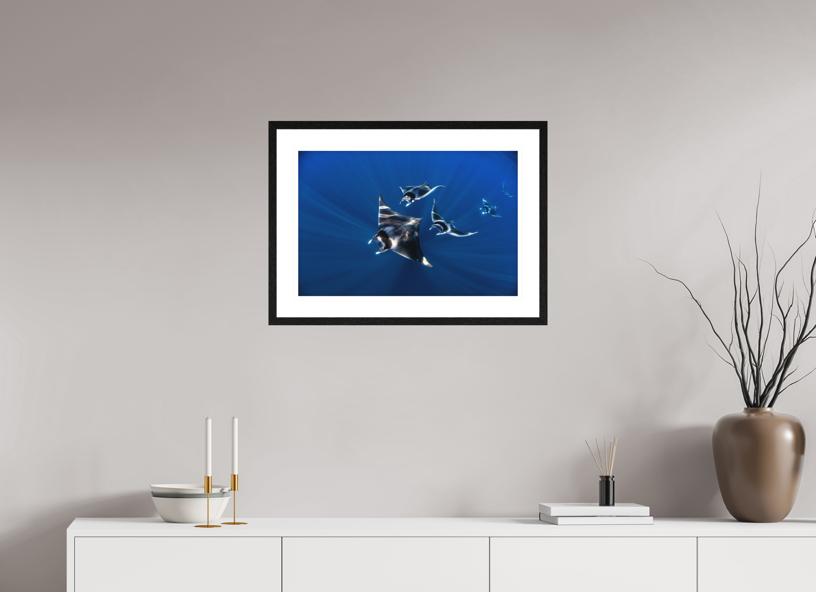 60 x 40 cm, Framed Print Mobula Train