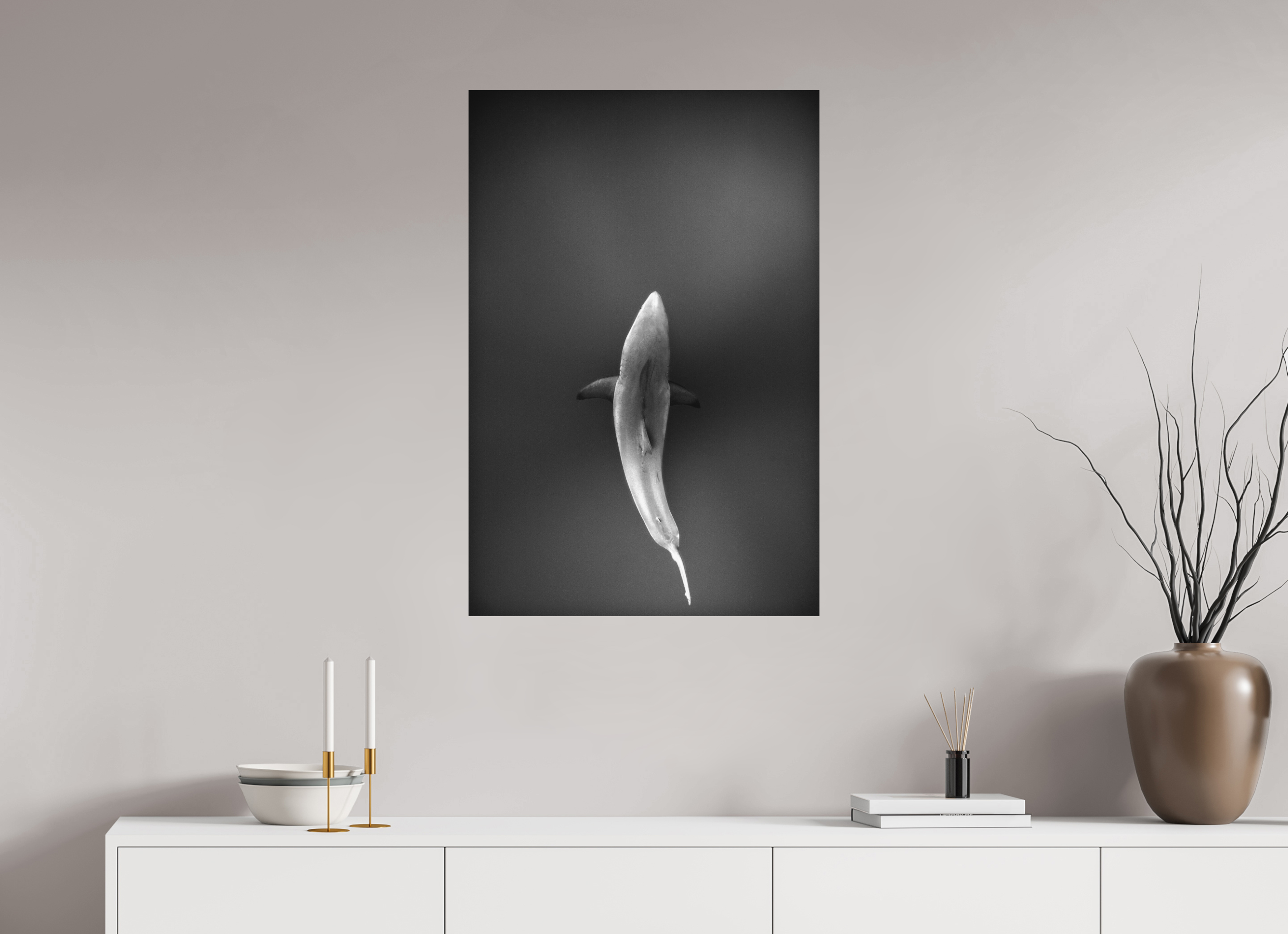60 x 90 cm, Fine Art Print on Alu-Dibond Great White Shades of Grey