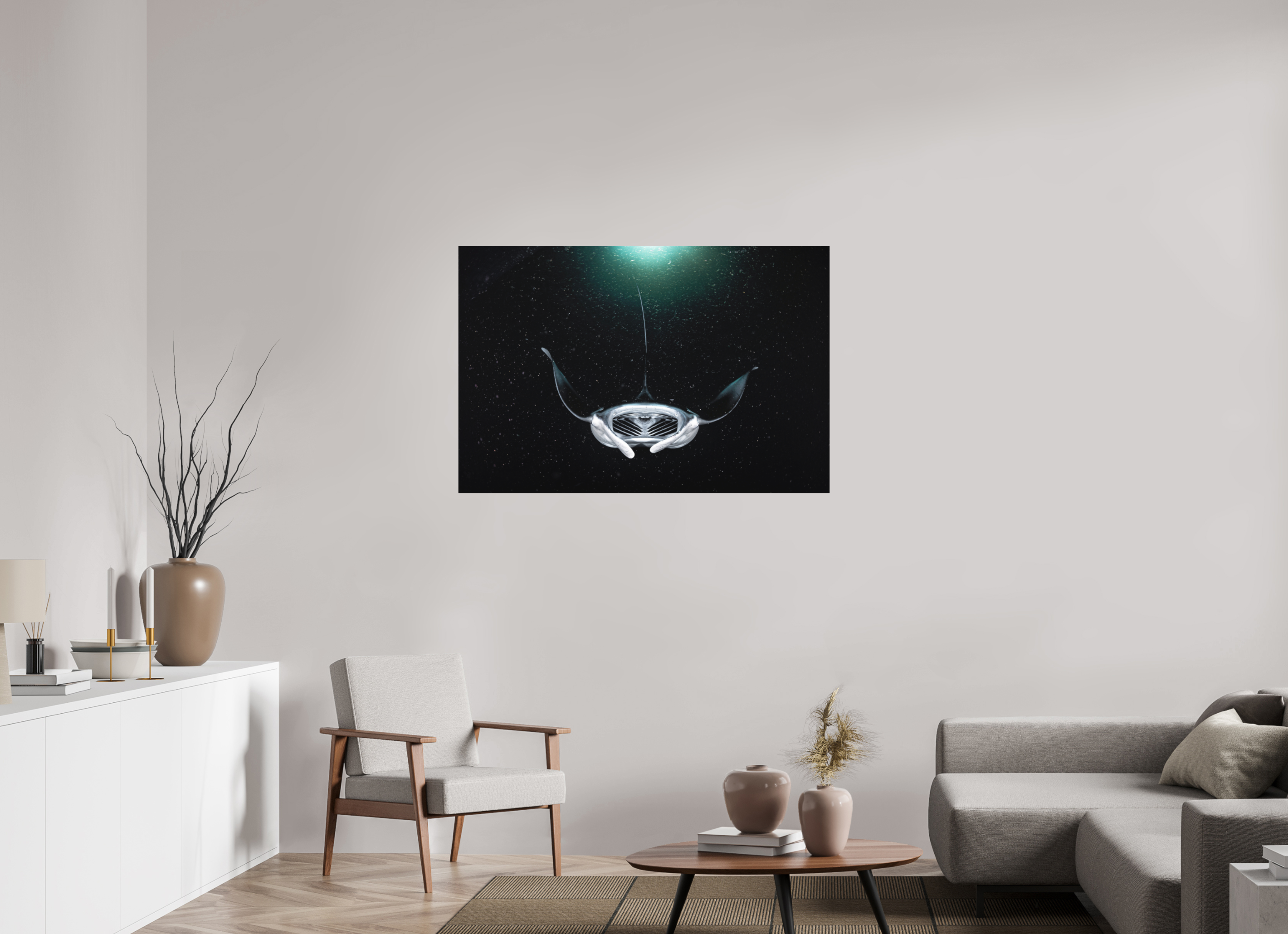 120 x 80 cm, Fine Art Print on Alu-Dibond Alien Spaceship on Planet Plankton