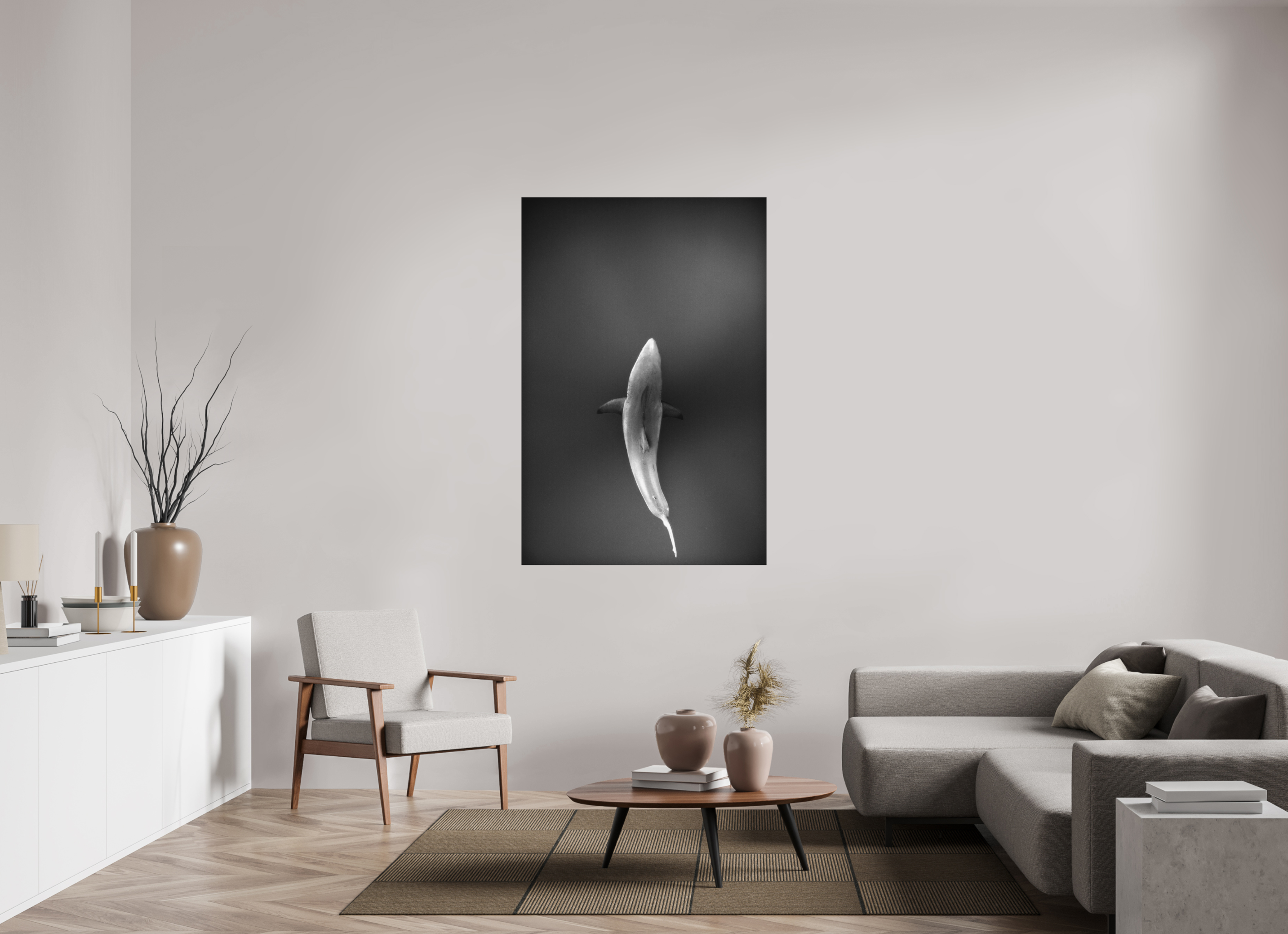 100 x 150 cm, Fine Art Print on Alu-Dibond Great White Shades of Grey