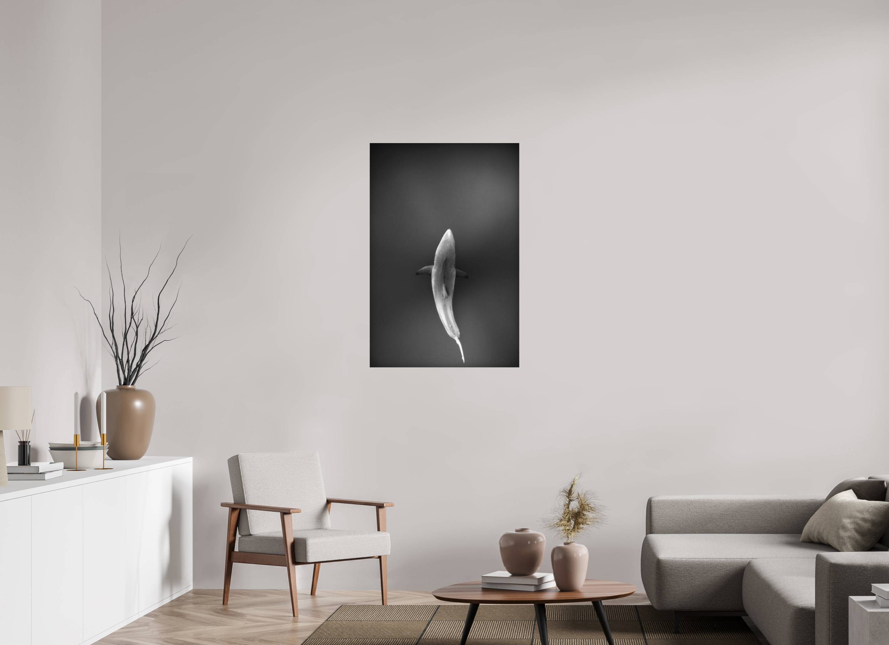 70 x 105 cm, Fine Art Print on Alu-Dibond Great White Shades of Grey