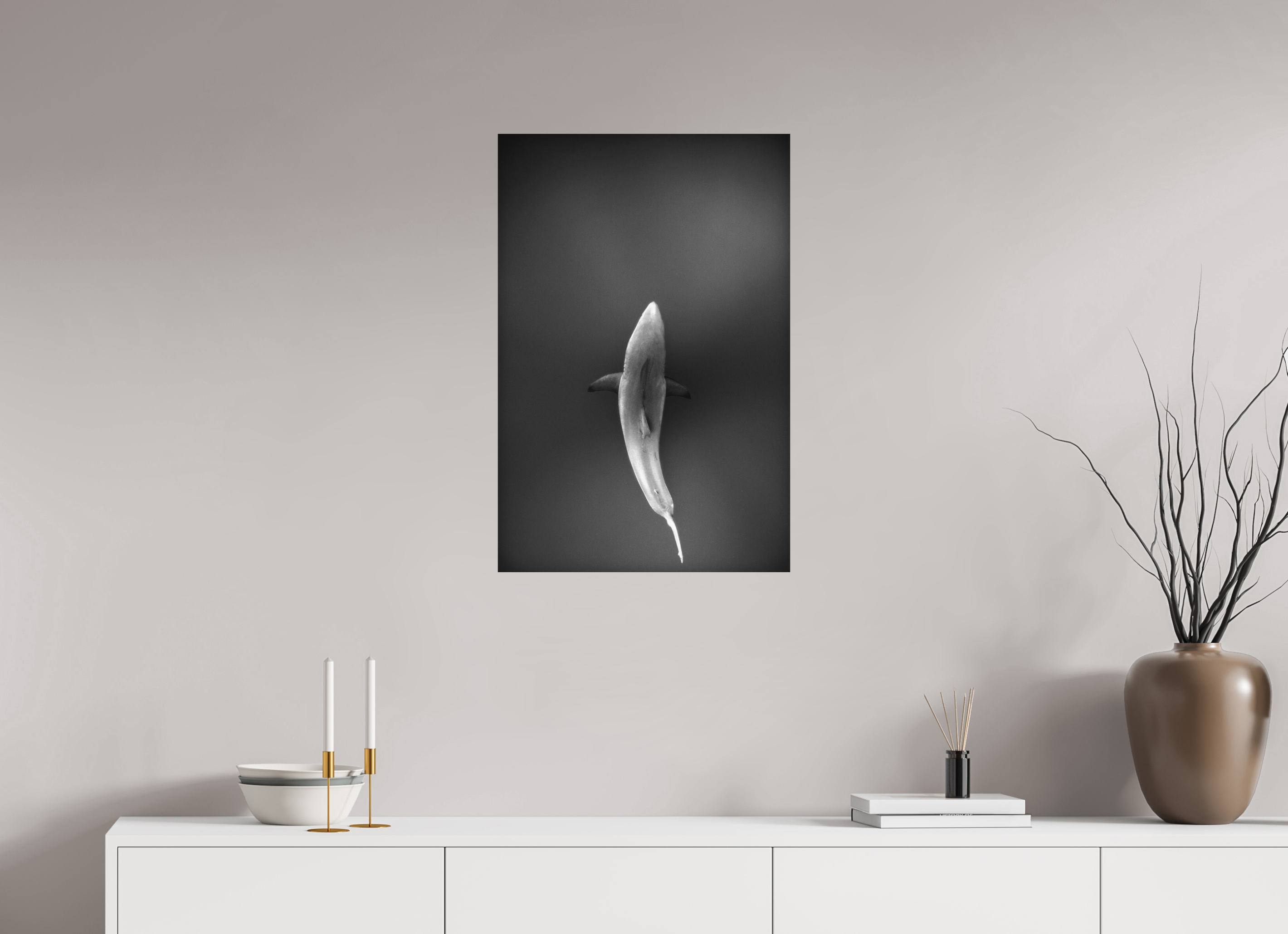 50 x 75 cm, Fine Art Print on Alu-Dibond Great White Shades of Grey