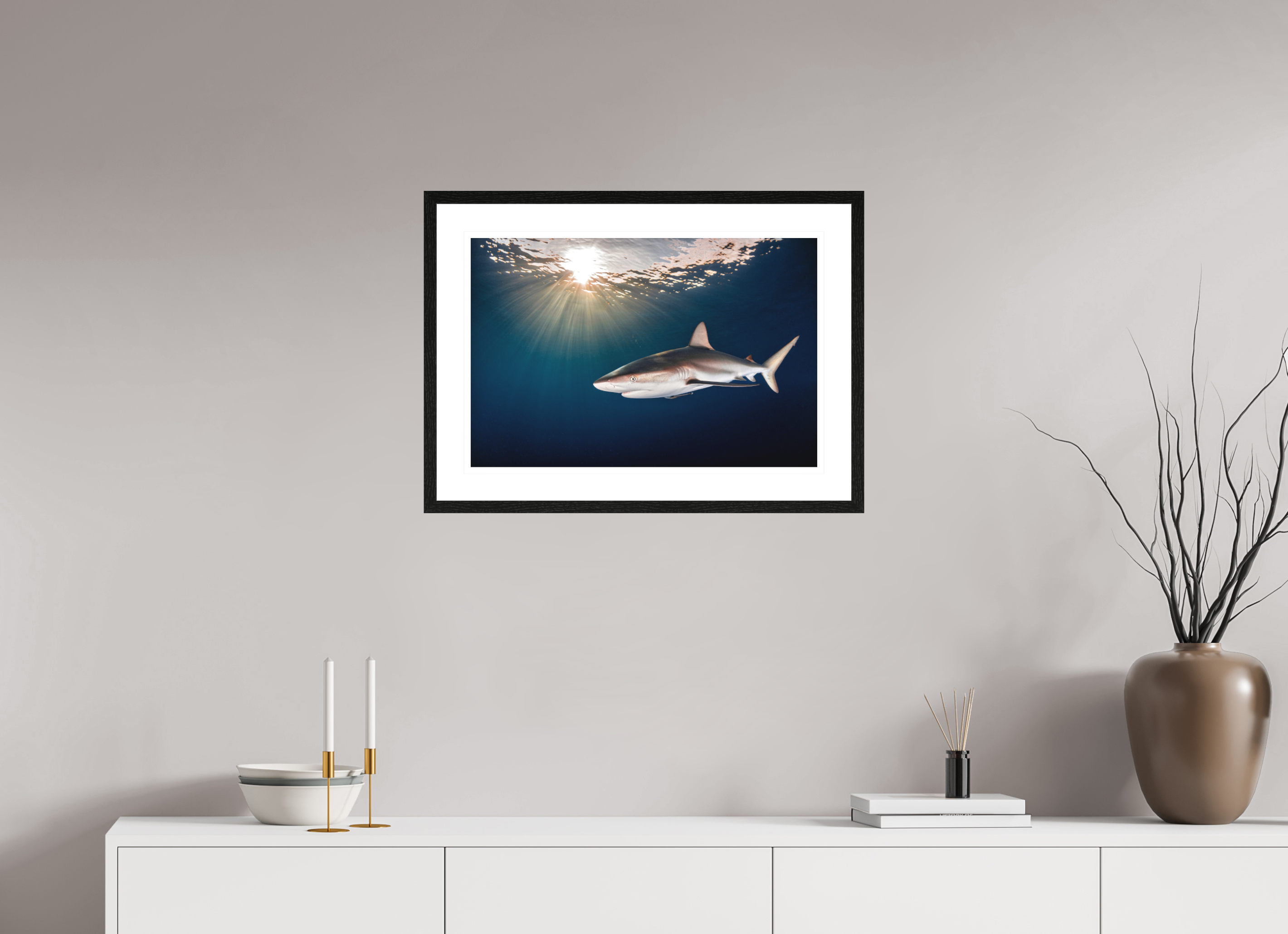 60 x 40 cm, Framed Print Caribbean Sunset