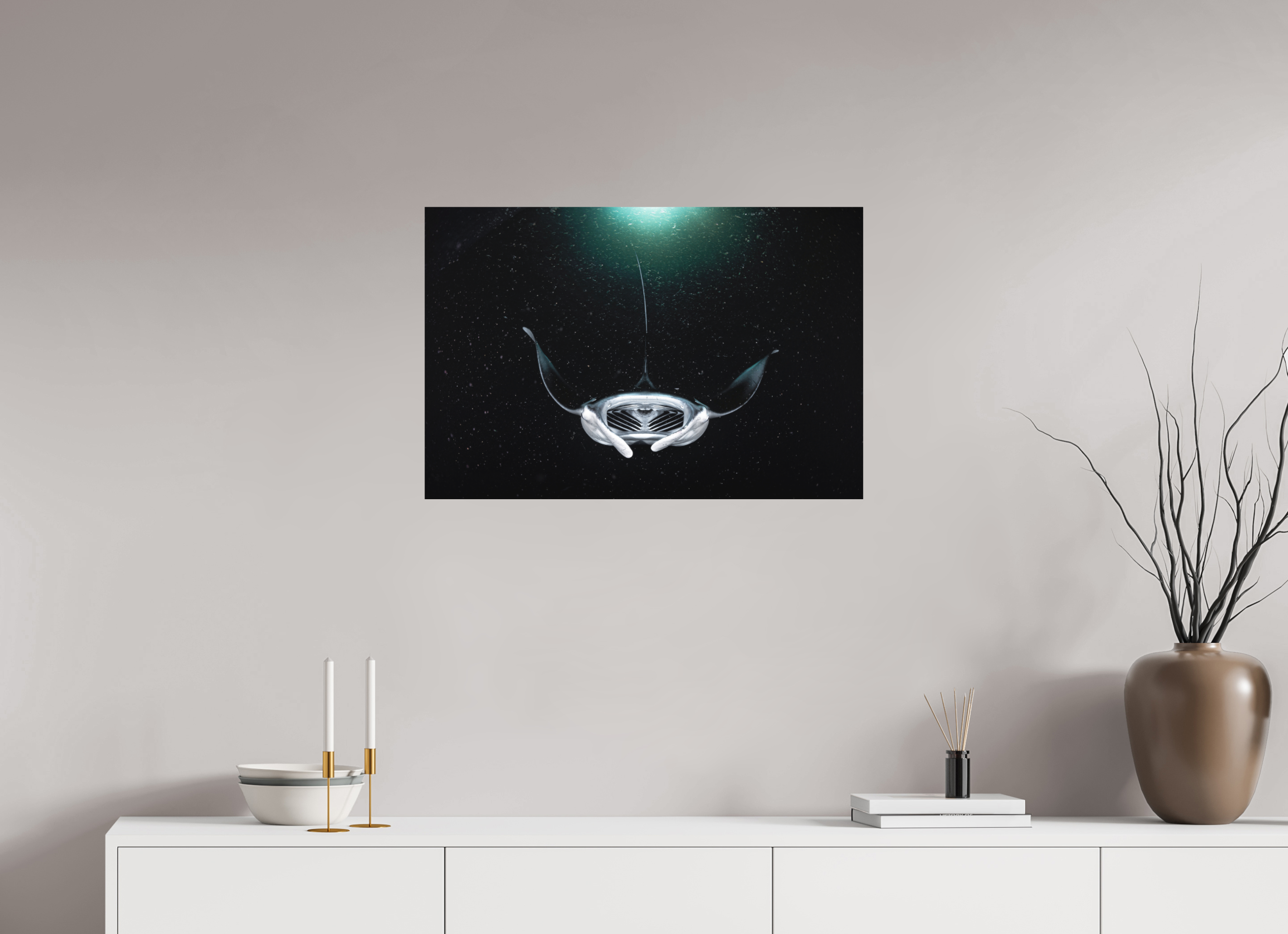 75 x 50 cm, Fine Art Print on Alu-Dibond Alien Spaceship on Planet Plankton