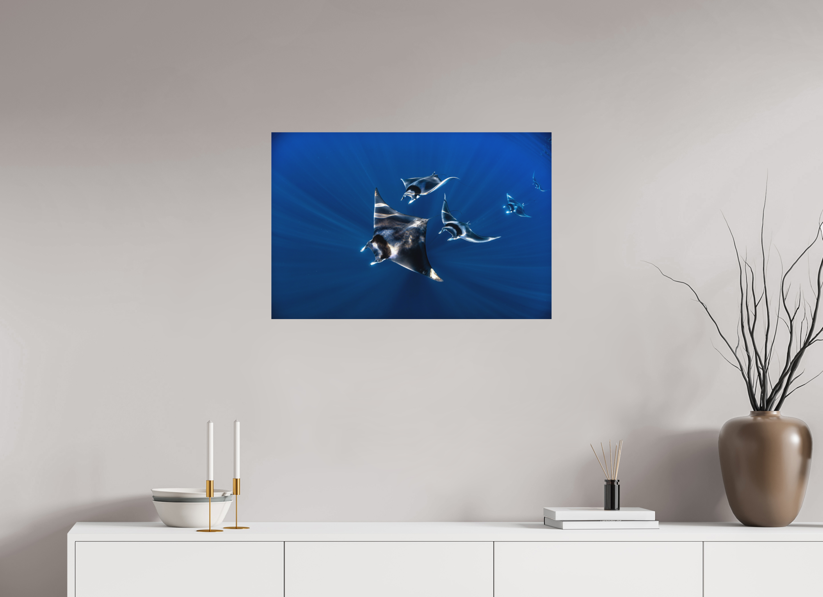 75 x 50 cm, Fine Art Print on Alu-Dibond Mobula Train