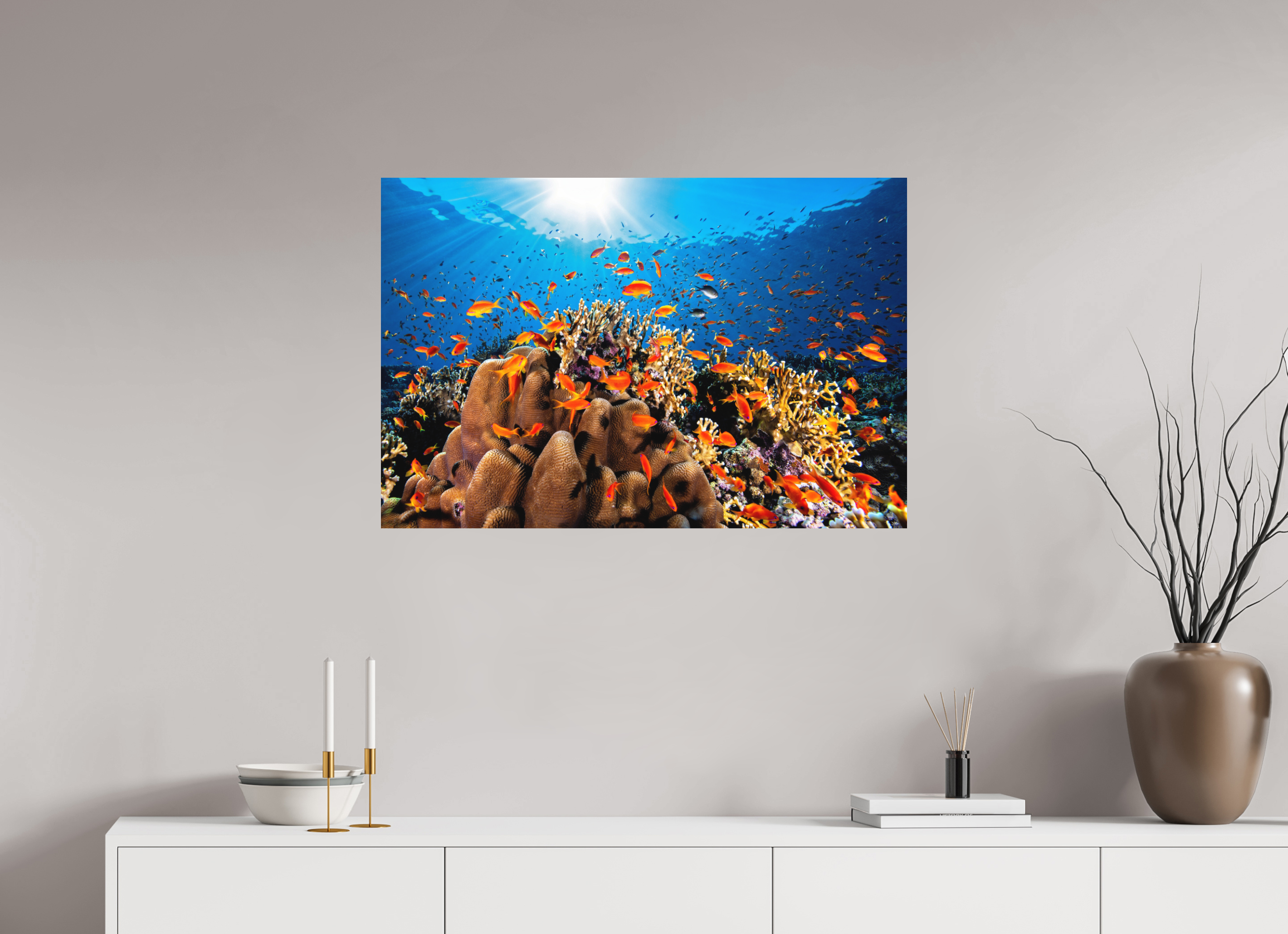 90 x 60 cm, Fine Art Print on Alu-Dibond Anthias Paradise