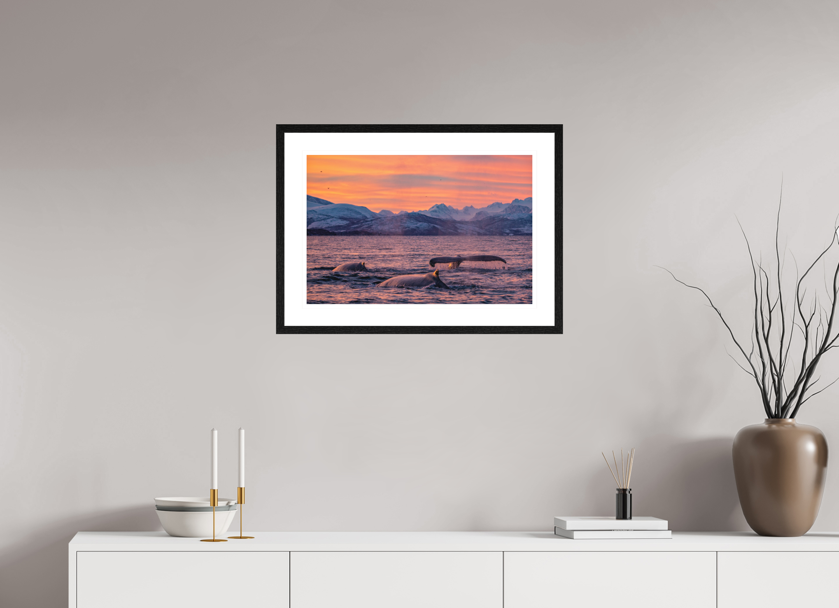 60 x 40 cm, Framed Print Sunset Divers