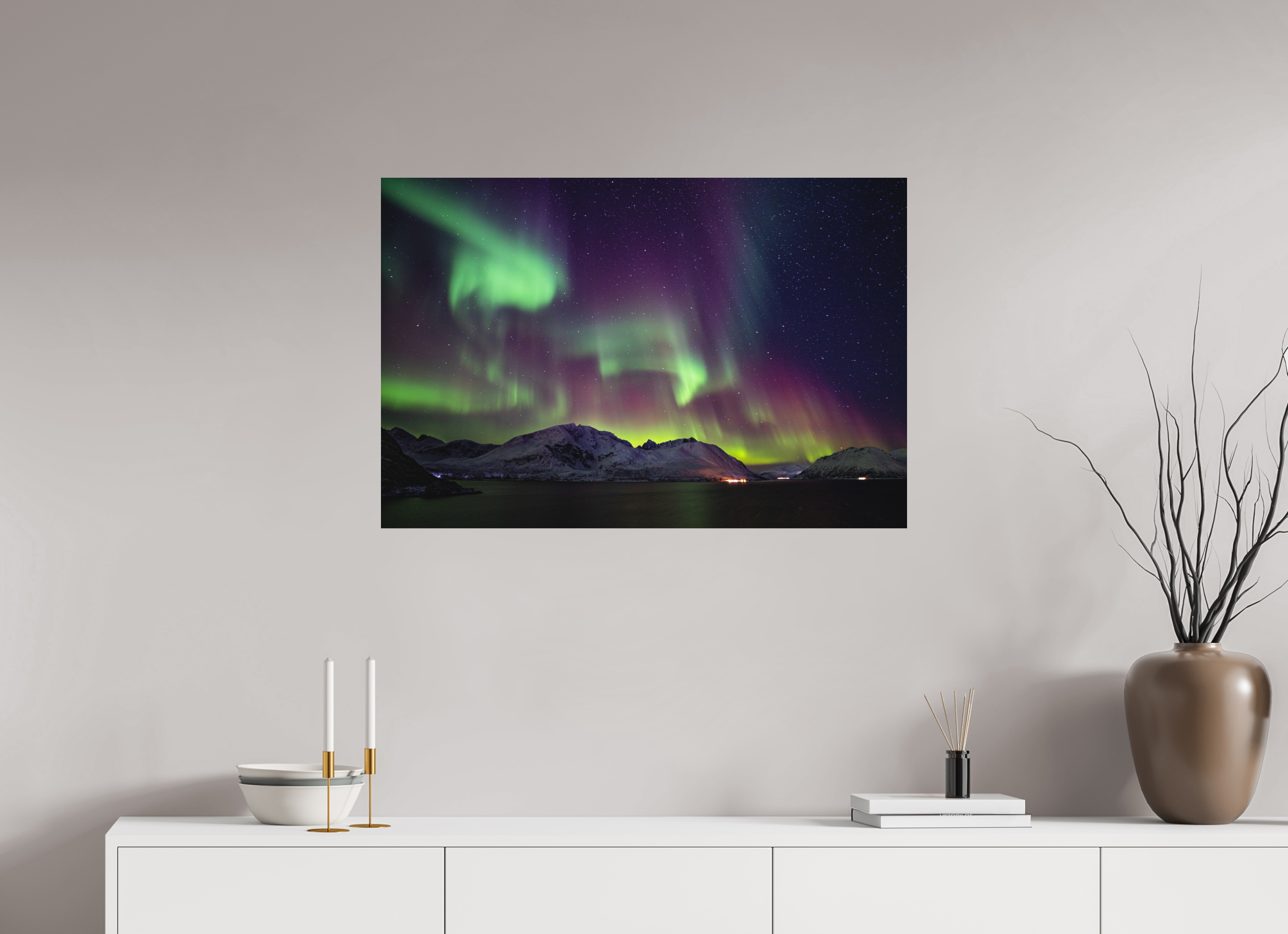 90 x 60 cm, Alu-Dibond Green Gold of Norway
