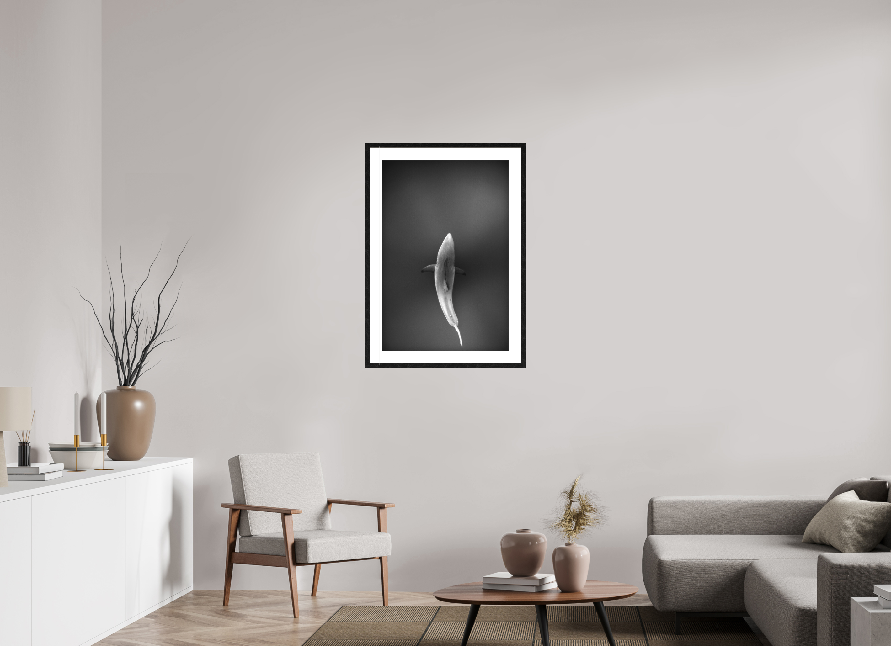 60 x 90 cm, Framed Print Great White Shades of Grey