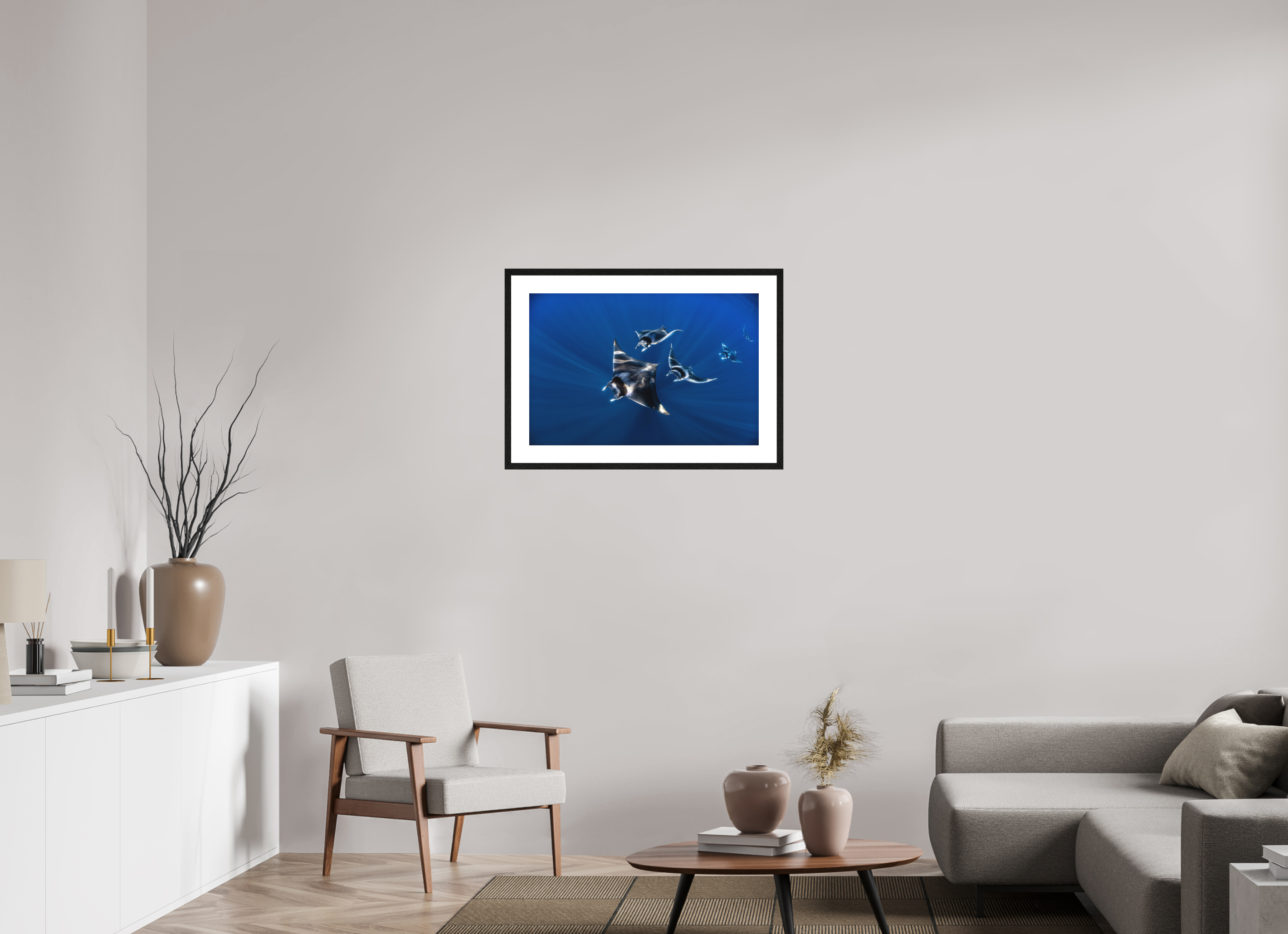 75 x 50 cm, Framed Print Mobula Train