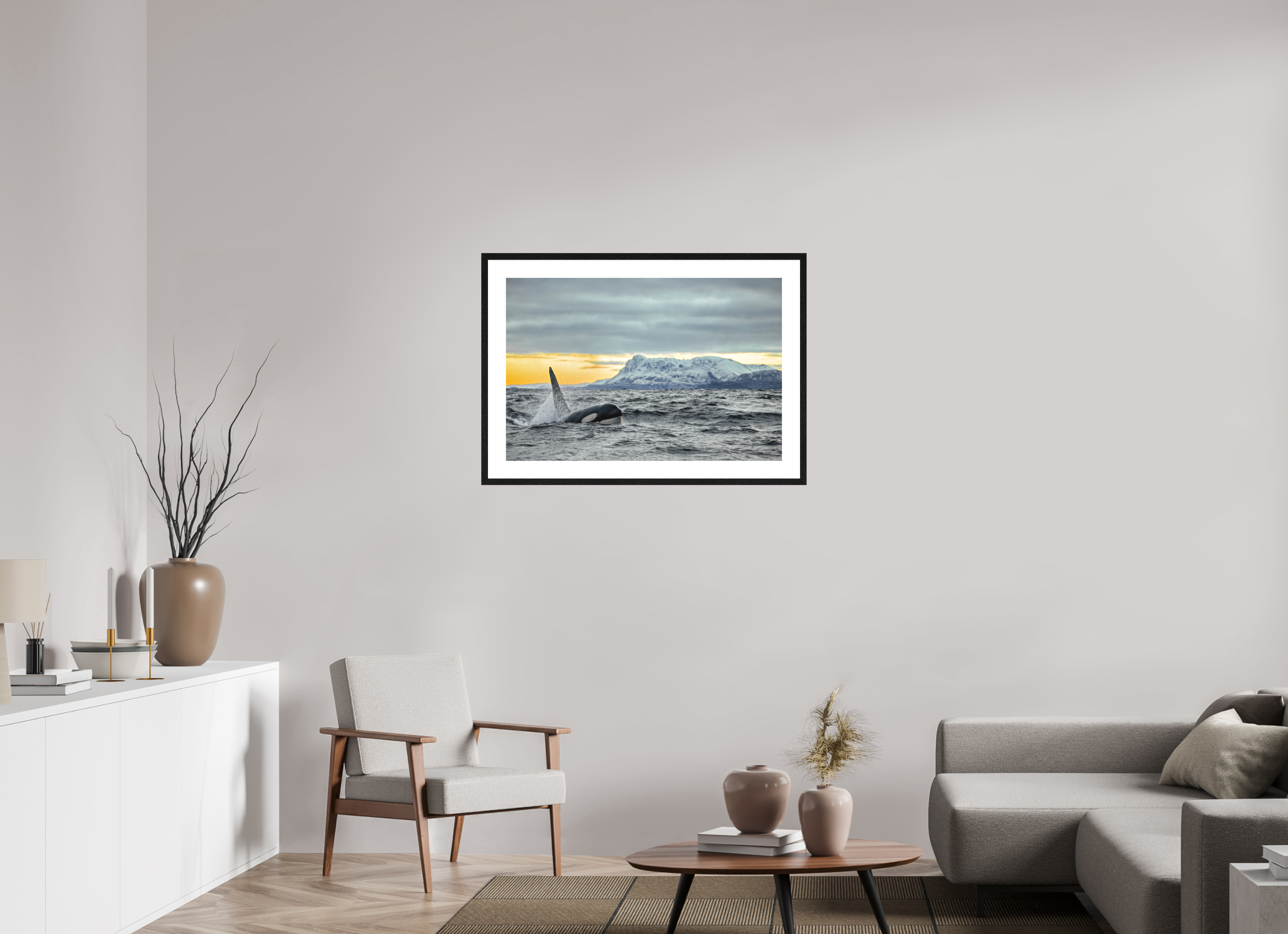 90 x 60 cm, Framed Print King of the Fjords