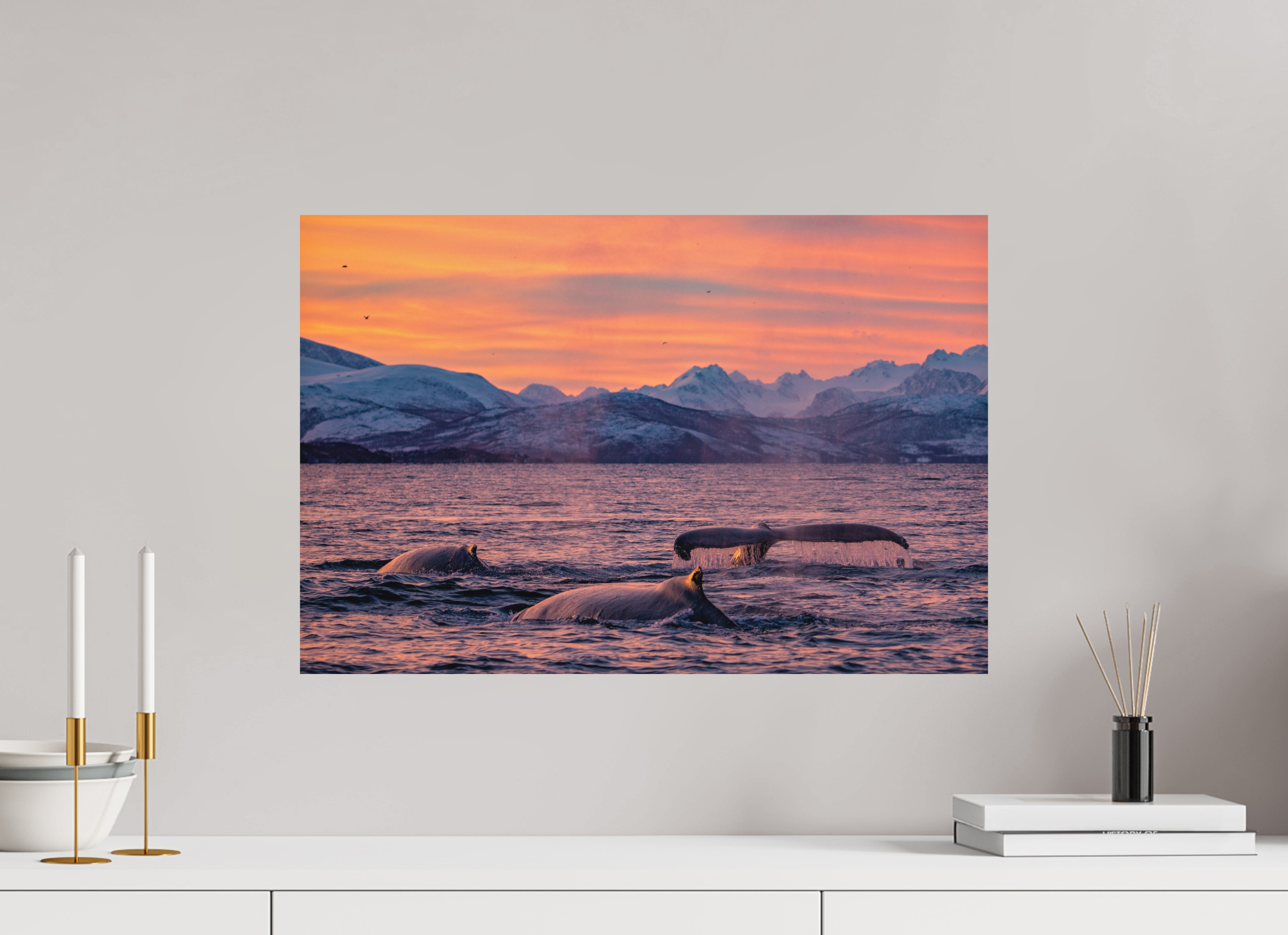 60 x 40 cm, Fine Art Print on Alu-Dibond Sunset Divers