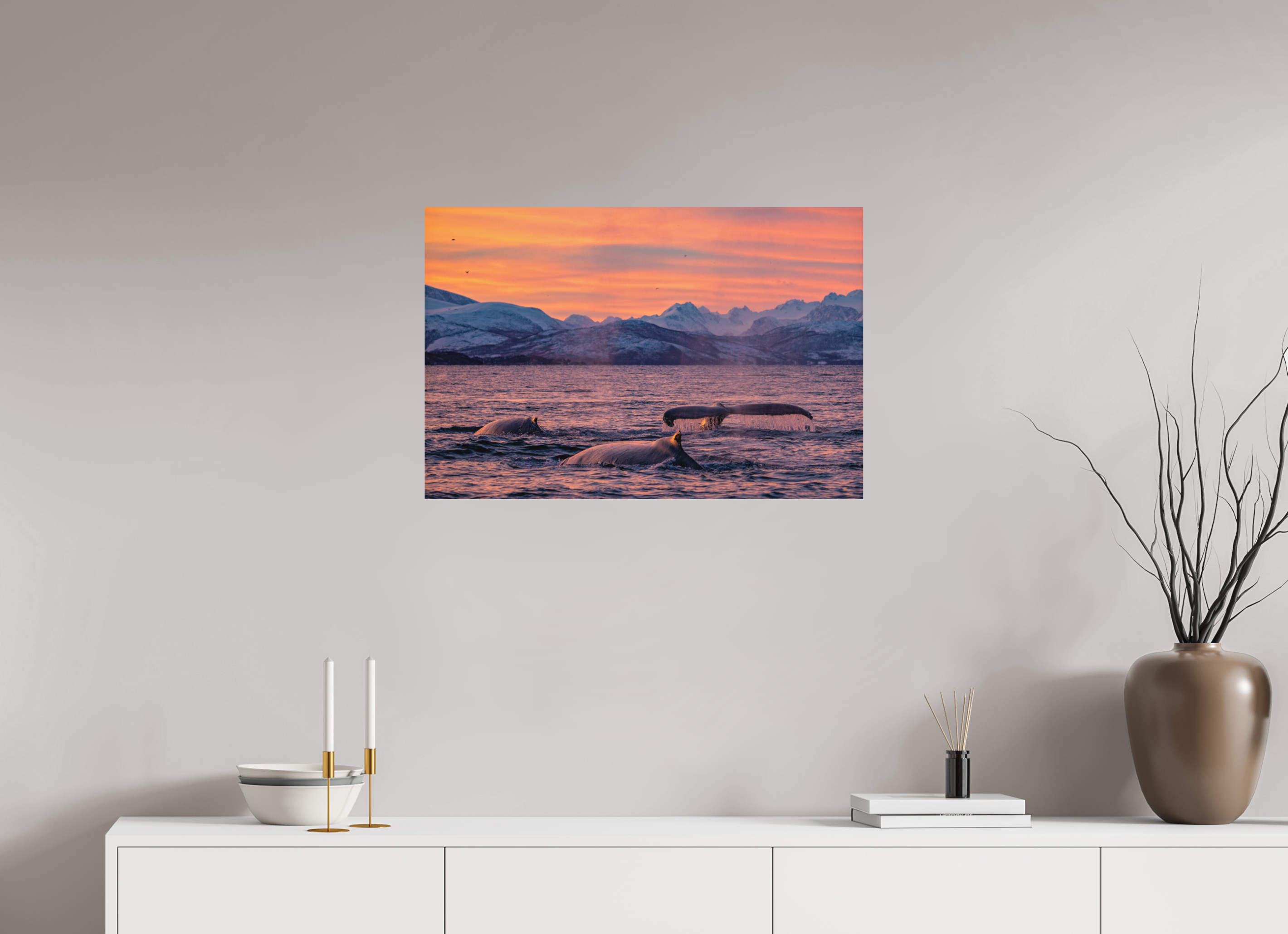 75 x 50 cm, Fine Art Print on Alu-Dibond Sunset Divers