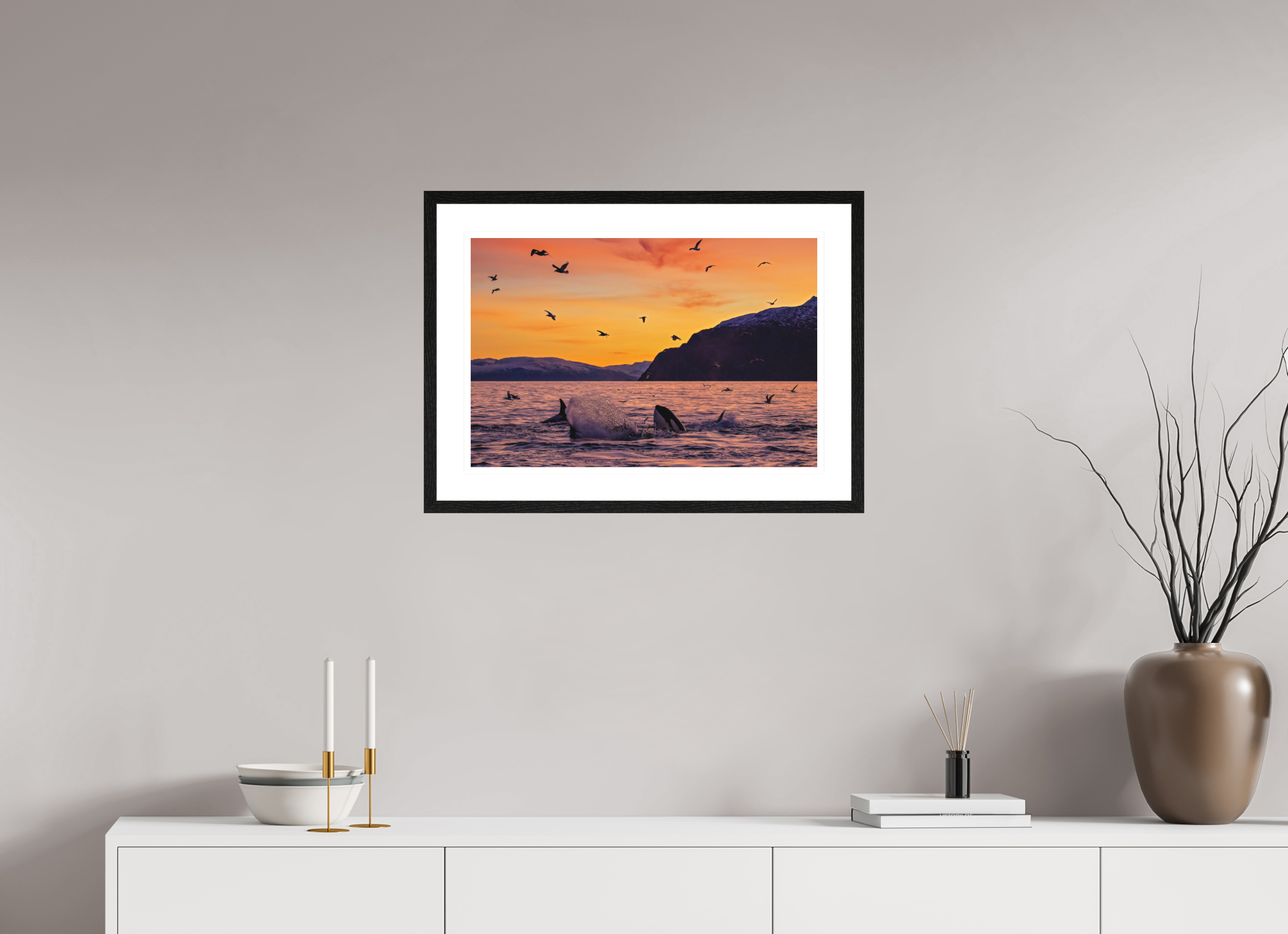 60 x 40 cm, Framed Fine Art Print Sunset Feast