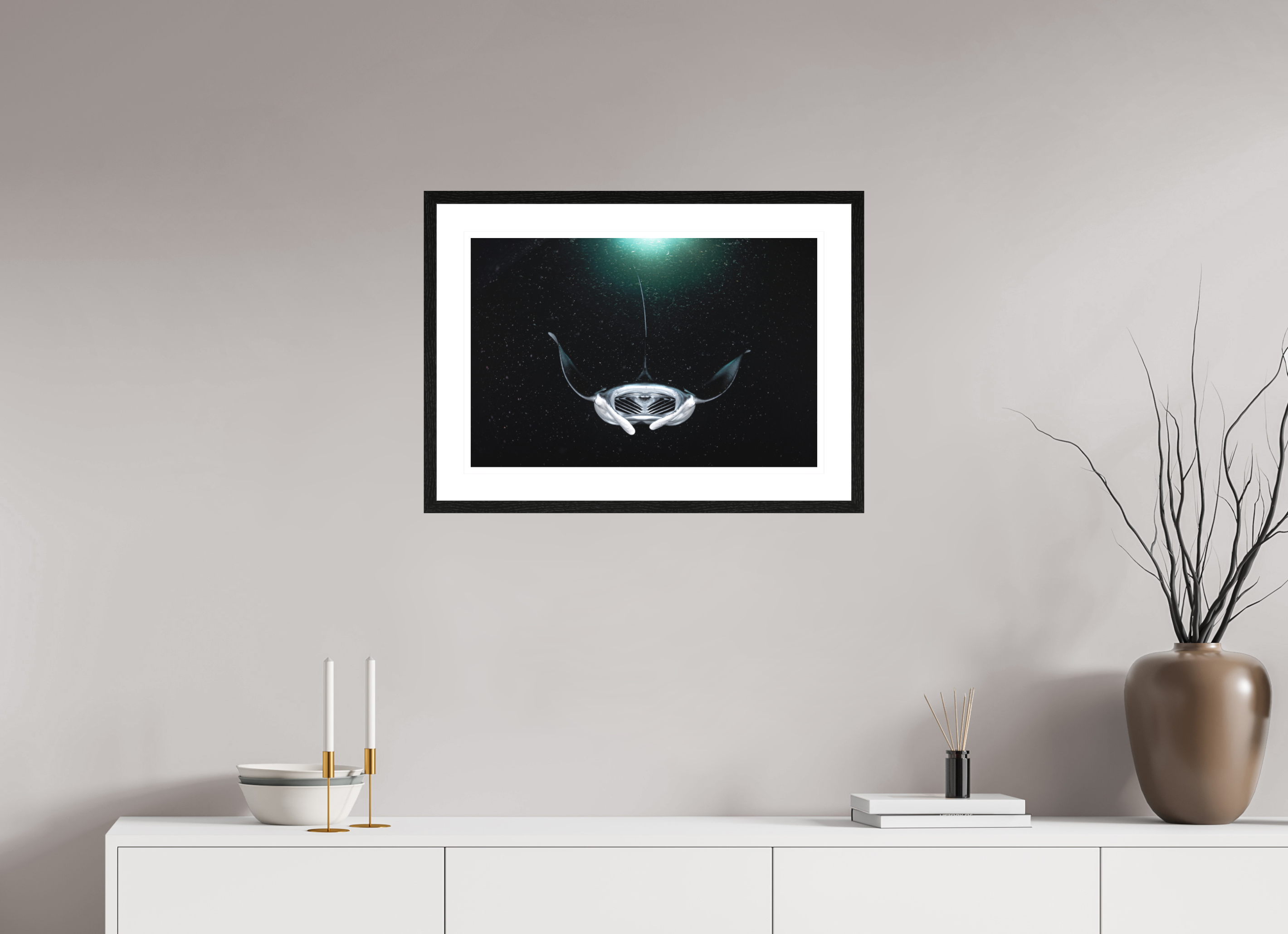 60 x 40 cm, Framed Print Alien Spaceship on Planet Plankton