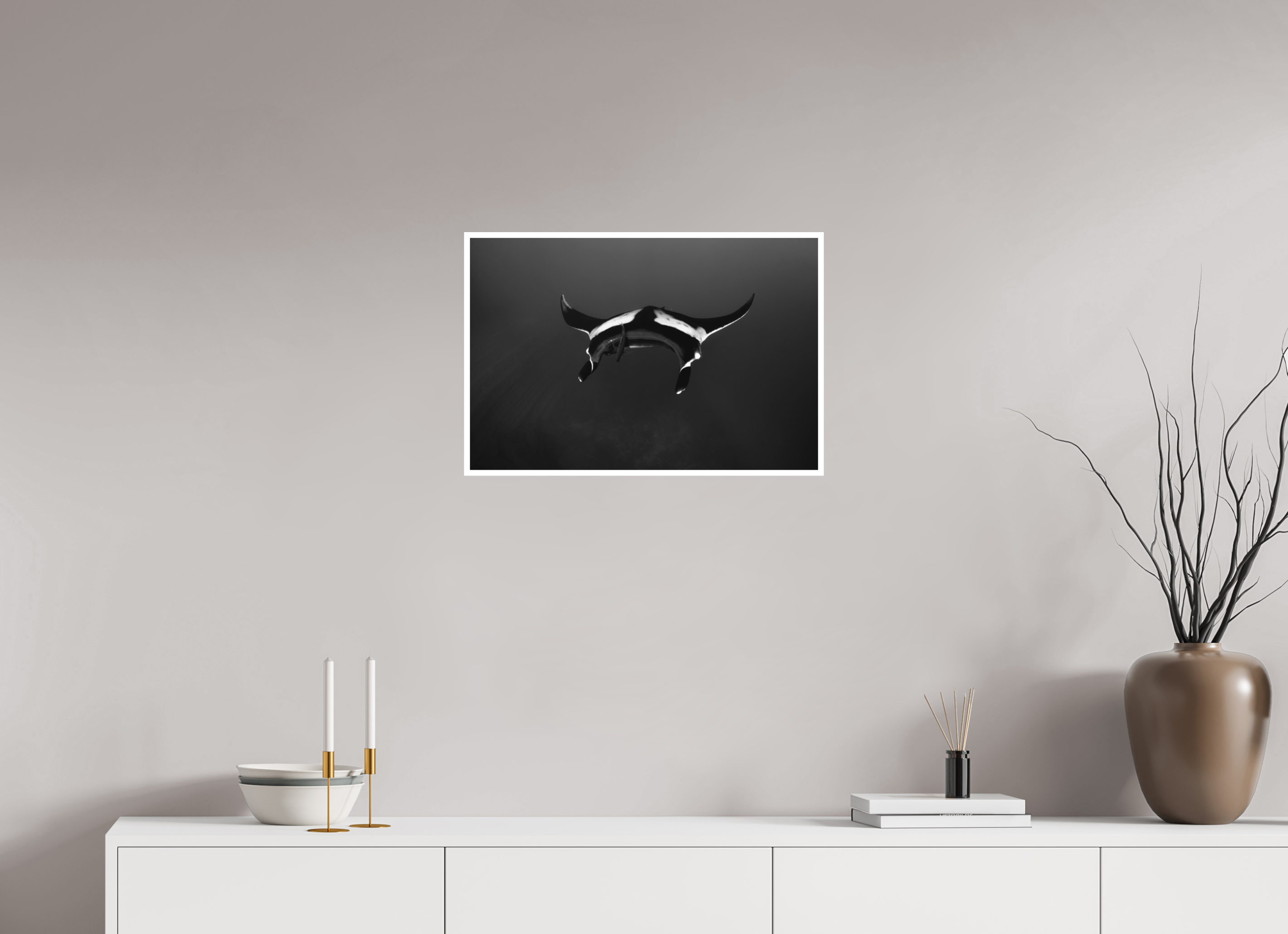 60 x 40 cm, Fine Art Print Only Incoming Oceanic Manta