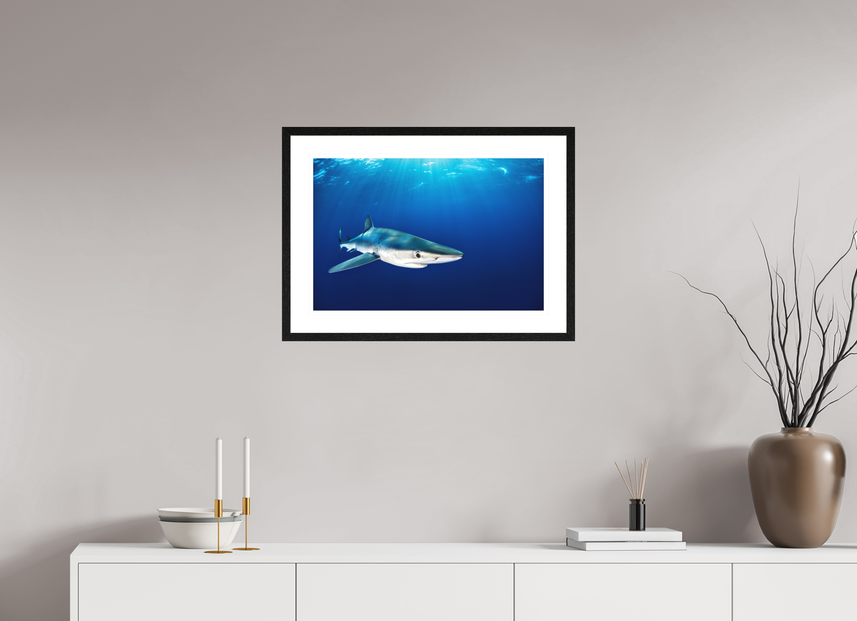 60 x 40 cm, Framed Print Azorean Blues