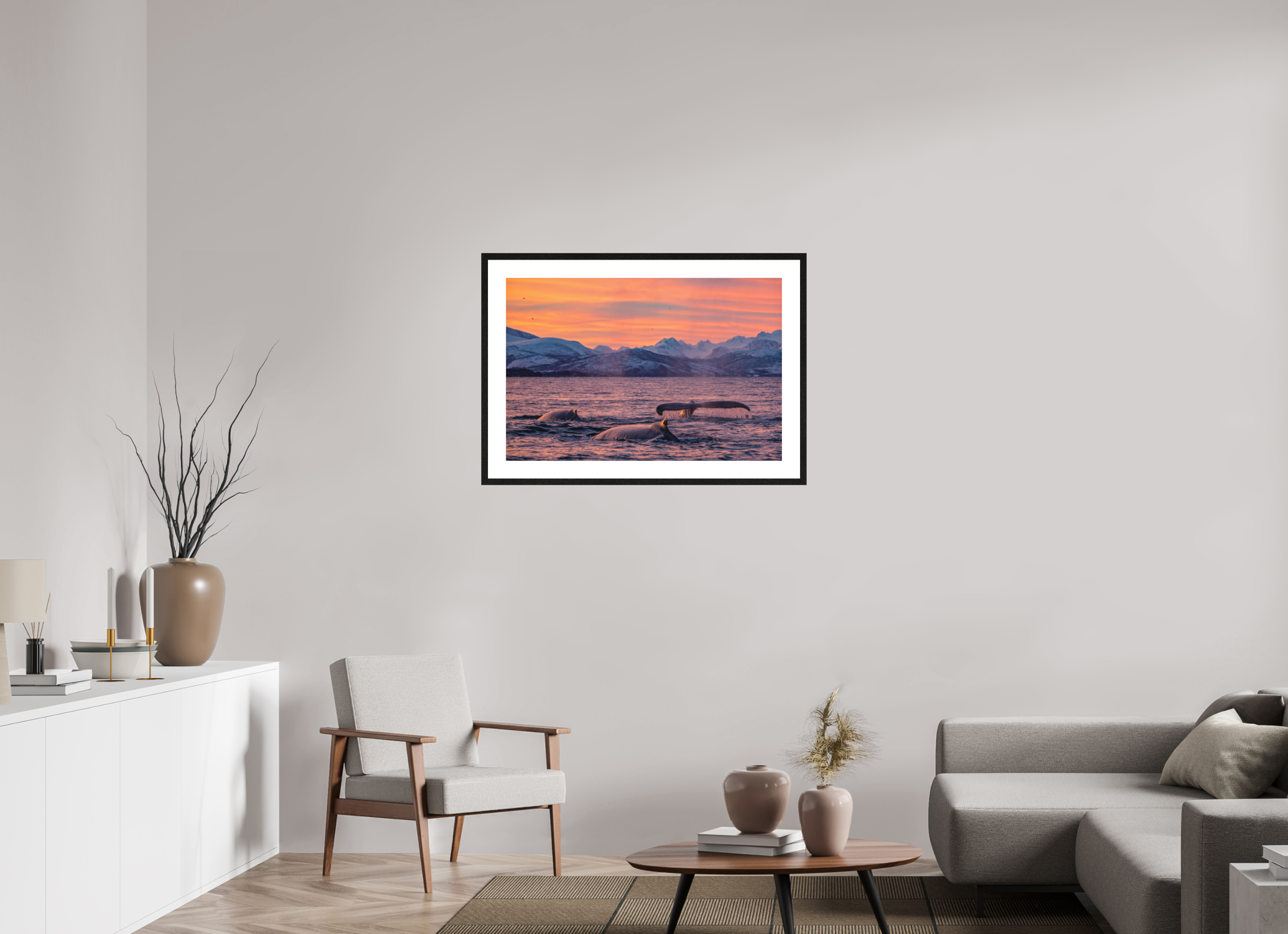 90 x 60 cm, Framed Print Sunset Divers