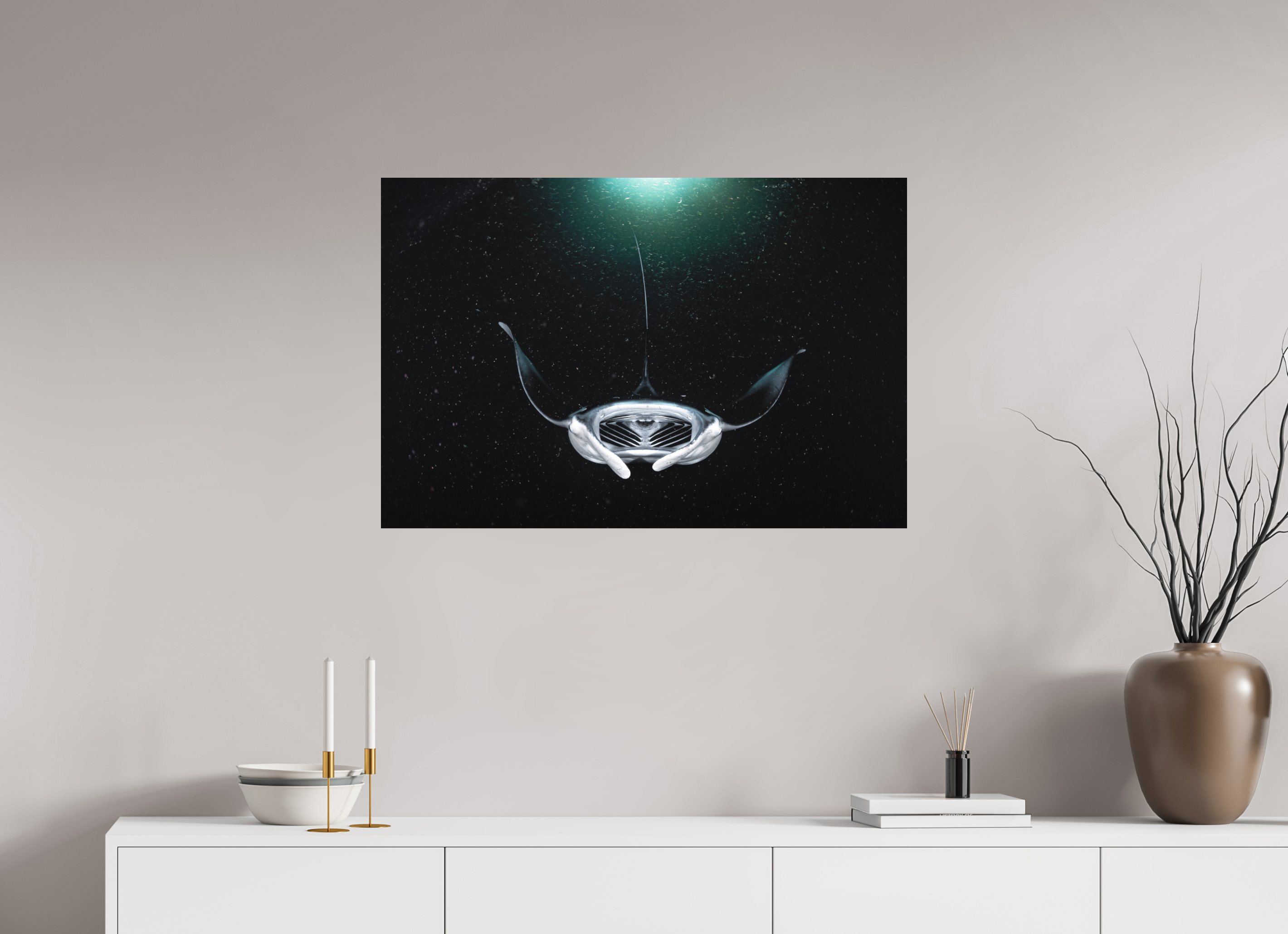 90 x 60 cm, Fine Art Print on Alu-Dibond Alien Spaceship on Planet Plankton